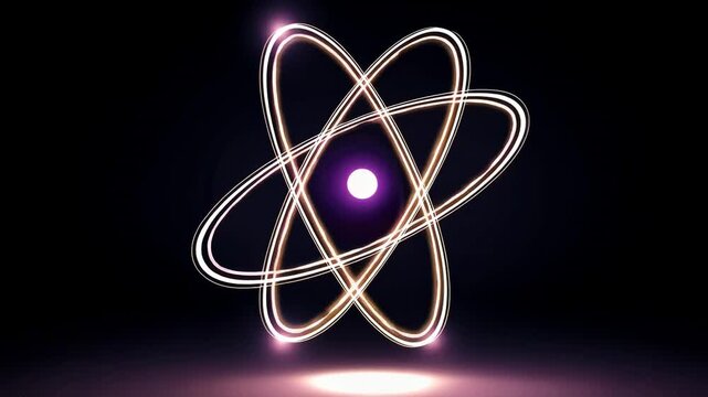 Glowing Atomic Model with Orbiting Electrons