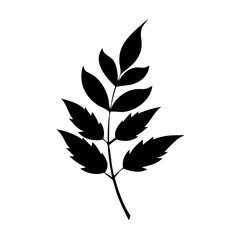 Black leaf vector illustration for graphic design projects nature botanical silhouette element isolated design