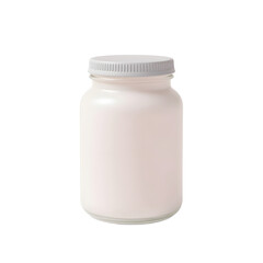 Closed Glass Jar Filled with Creamy Liquid on White Background