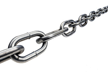 metal chain isolated on transparent background. shiny straight metal chain isolated on white background with empty space
