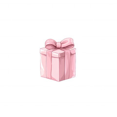 Obraz premium A charming pink gift box with a ribbon, perfect for celebrations and special occasions. The elegant design adds a touch of joy and excitement to any gifting experience.