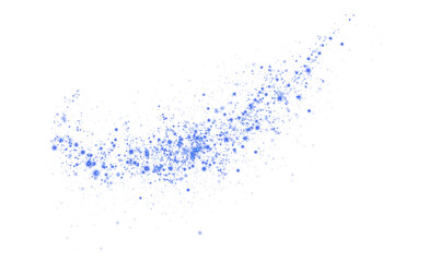 An enchanting and mesmerizing explosion of blue sparkles along with shimmering dust set on a transparent background