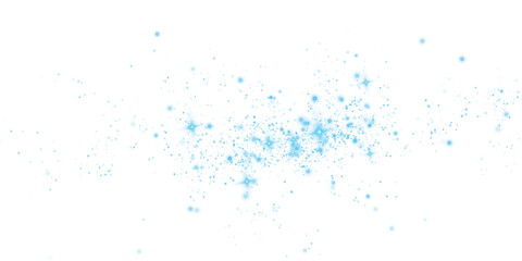 An enchanting and mesmerizing explosion of blue sparkles along with shimmering dust set on a transparent background