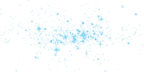 An enchanting and mesmerizing explosion of blue sparkles along with shimmering dust set on a transparent background