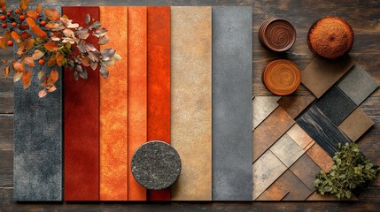 Autumn Hues and Textural Palette: A Curated Composition of Warm Earth Tones