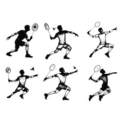 A silhouette of Badminton player vector on a white background