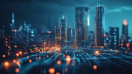 Obraz premium A futuristic city with smart grids and AI-powered energy management for maximum efficiency.