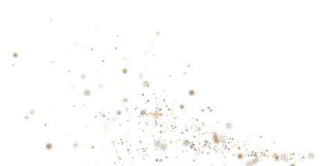An enchanting and mesmerizing explosion of golden sparkles along with shimmering dust set on a transparent background