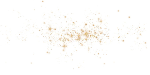 An enchanting and mesmerizing explosion of golden sparkles along with shimmering dust set on a transparent background