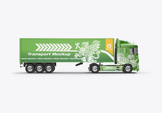  Semi-Trailer Truck Mockup