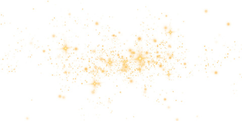 An enchanting and mesmerizing explosion of golden sparkles along with shimmering dust set on a transparent background