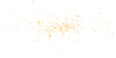 An enchanting and mesmerizing explosion of golden sparkles along with shimmering dust set on a transparent background