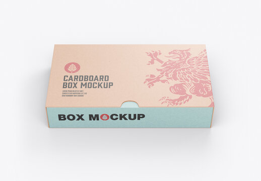 Open Cardboard Drawer Box Mockup