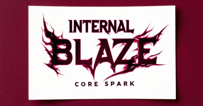 Card displays logo with text Internal Blaze above Core Spark. Design features jagged, fiery elements surrounding bold lettering. White card contrasts red background.