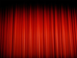 Red theater curtain, vertical folds unfold.