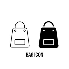 Bag Icon Black with White Background Flat Design Vector Illustration