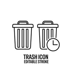Trash Icon Black with White Background Flat Design Illustration. Can be Used for Mobile and Computer  