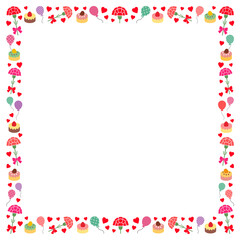 カーネーションと風船とケーキのフレーム