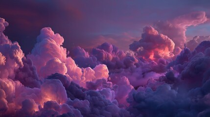 Fototapeta premium Dreamy Pink and Purple Cloudscape at Sunset