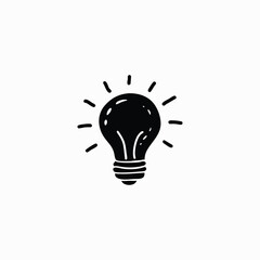 Vector illustration of light bulb representing creativity and ideas. Silhouette of a bulb. 