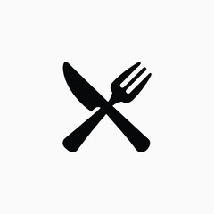 Silhouette of elegant knife and fork icon for dining and culinary themes.