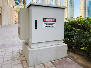 Electrical Hazard Warning Cabinets on Urban Street