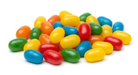 Colorful Jelly Beans and Candies Isolated on White Background