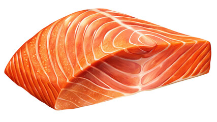 A beautiful illustration of a fresh, uncooked fillet of salmon steak