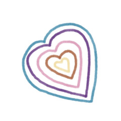 Layer heart pastel colours shaped pink ribbon