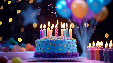 Exquisite cake with candles.