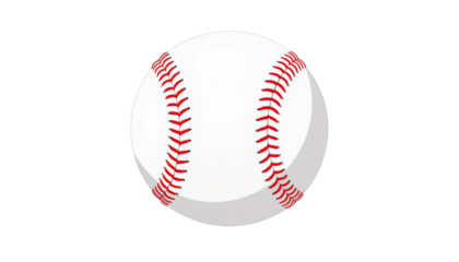 Cartoon Baseball with Red Stitches, Sport Icon, transparent background.