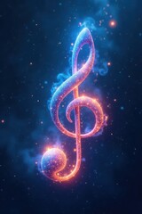 Glowing blue fire consuming ethereal musical notation , temperature, flames