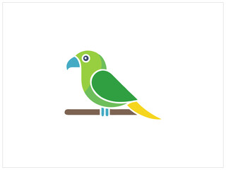 Cute Cartoon Green Parrot Vector Graphic .Simple, colorful vector graphic of a green parrot and verant colour .