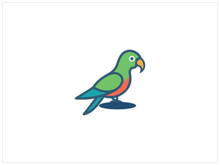 Cute Cartoon Green Parrot Vector Graphic .Simple, colorful vector graphic of a green parrot and verant colour .
