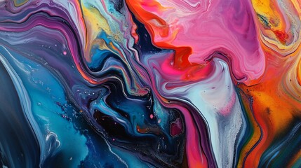Abstract fluid art with vibrant color swirls and dynamic wave patterns