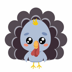Cute Kawaii Turkey Clipart, Adorable Cartoon Thanksgiving Bird