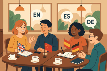 An informal gathering for learning languages in a relaxed social atmosphere