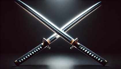交差する輝きの二刀|Crossed Glowing Katanas
