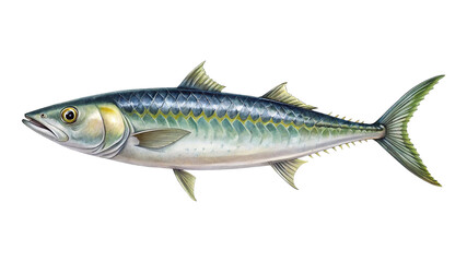 Fototapeta premium Beautifully Illustrated Full Image of a Chub Mackerel Fish on White Background