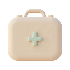Fototapeta premium First Aid Kit 3D Render with Plus Symbol for Healthcare