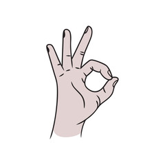 Hand Gesturing Okay Sign Simple Line Art Illustration