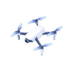 A sleek, modern drone featuring four propellers and a camera, designed for aerial photography and exploration, set against a white isolated background.
