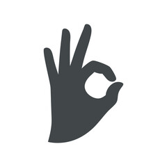 Obraz premium Simple Black Silhouette of Hand Showing Okay Sign