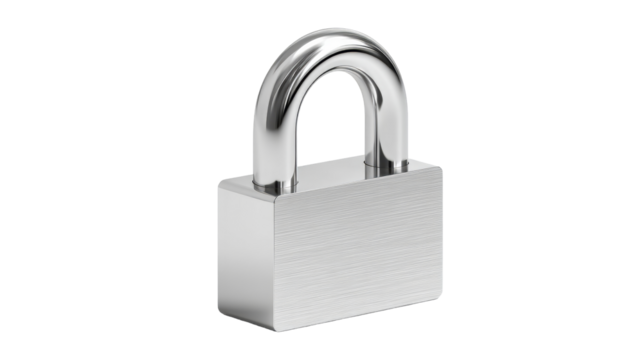 Silver metallic padlock with a simple and clean design