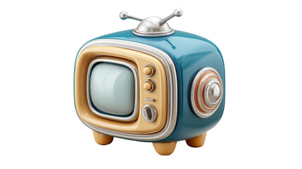 Vintage Shiny Retro TV in Blue and Tan