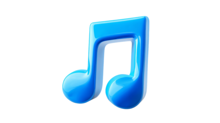 Bright blue 3D music icon with twin notes