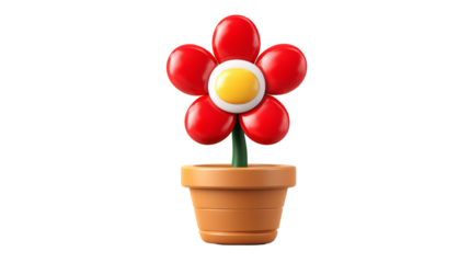 Stylized 3D cartoon flower in a terracotta pot