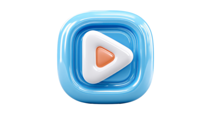 Soft 3D play icon with rounded corners and white arrow