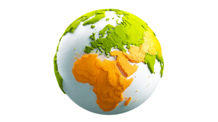 Stylized 3D cartoon globe of the Earth with smooth textured surface