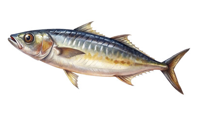Obraz premium Watercolor Painting of a Mackerel Fish with Detailed Scales and Fins